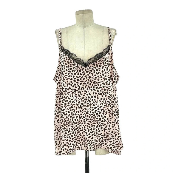 Torrid Sophie Satin Lace Trim Swing Cami Cheetah Leopard Print Plus Size 2X - Picture 2 of 9